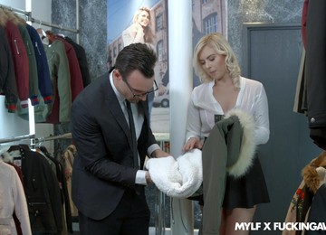 Sexy Girl Seller Summer Day Is Fucked And Fed With Sperm