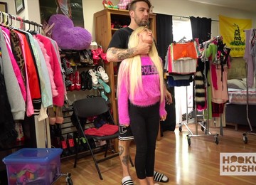 Leggy Blond Model Chloe Is Changing Her Clothes Before Sex With One Stranger