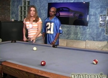Katie Thomas Gets Interracial Hardcore Sex On The Pool Table