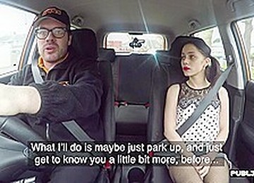 Petite British Driving Student Rides Instructor