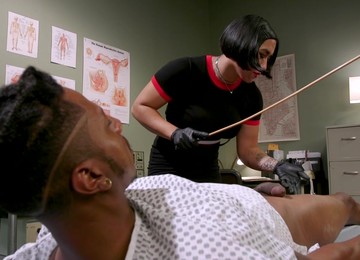 Asian Nurse Mia Little Abuses Her Black Slave Before He Fucks Her