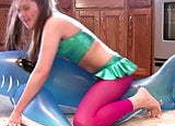 Horny Slut Grinds Inflatable Whale To Orgasm