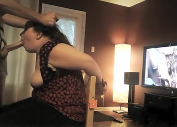 Amateur Tied On Chair - Rough Gagging Facefuck With A Huge Cumshot Facial