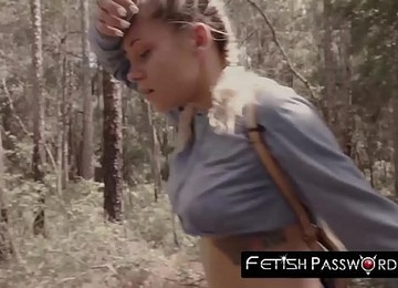 Stranded Teen Tied Up And Pounded By A Weirdo Living In The Woods