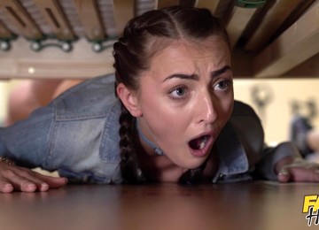 Teens Cherry Kiss And Katy Rose Get Stucked And Fucked In Hostel