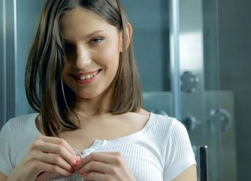 18yo Teen Washing Her Young Perky Body In The Shower