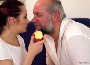 Spoiled Brunette Teen And Old Satyr