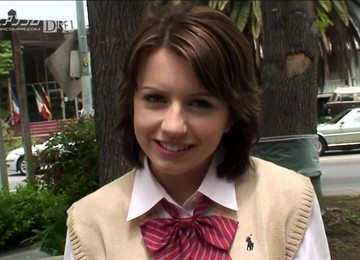 Horny Brunette Schoolgirl Sucks And Fucks Asian Dick