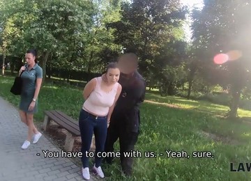 LAW4k. Rude Policemen Demonstrate Bad Girl How The Law