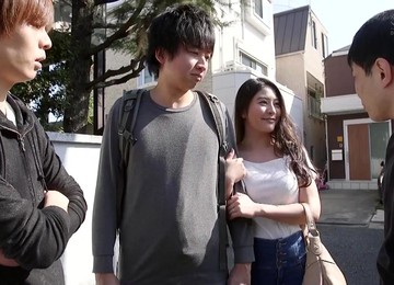 Meguri - Asian Babe With Big Natural Tits And Hairy Snatch In Group Sex Orgy With Cumshots