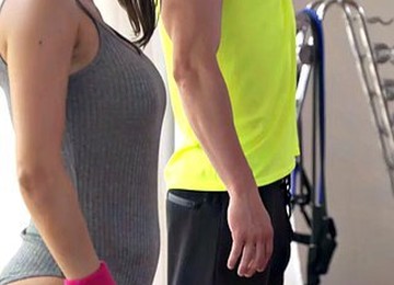 Brunette With A Great Figure Bangs In The Gym