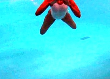 Seethrough White Swimsuit In Public Pool