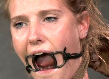 Blonde Slave With A Ring Gag In Her Mouth Is Bounded And Punished