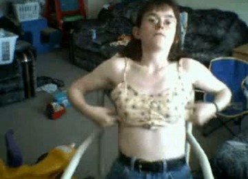 Fucking Ugly Four Eyed Chick Shows Her Tiny Tits For Free