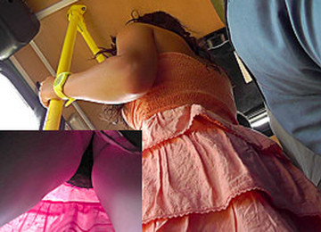 Chick Shows Up Skirt Beauties Right In The Bus