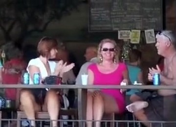Amateurs At The Bar Flash Their Pussies To Everyone