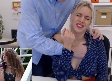 Secretary Tiffany Gets Groped By Boss On Webcam  - Point-of-view