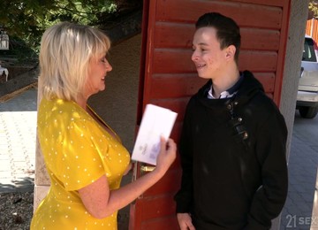 Busty Widow Milf Amy Is Craving For Crazy Sex With Young Postman