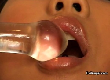 Pleasant Brunette In Fishnet Gets A Nasty Facial Cumshot