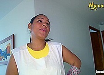 MAMACITAZ - Big Booty Latina Teen Maid Andrea Florez Gets Her Pussy Drilled In Hard Threesome