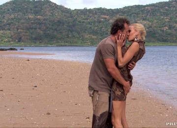 Justine Ashley Gets Fucked Hard By Three Men On A Beach