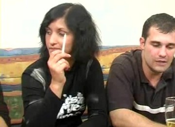 Double Pounding Of A Black Haired Babes Tender Pussy