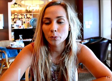 A Blonde Whore With Long Hair Loves Showing Off Her Natural Tits