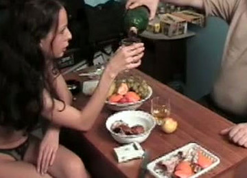 Brunette Cutie Sofia Strips Down To Her Thong Indoors