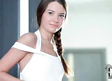 Teen Looks Perfect In White Swimsuit