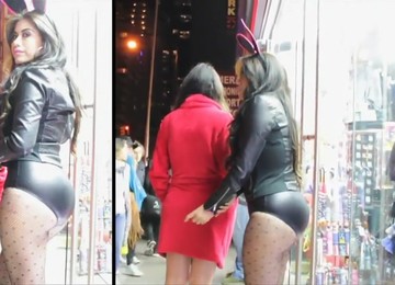 Seductive Bunny With A Huge Butt Wears Really Short Latex Pants