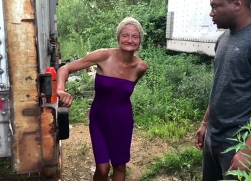 Outdoor Interracial With Granny