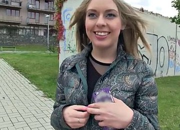 Dumb Blonde Sells Her Shaved Cunt To A Stranger