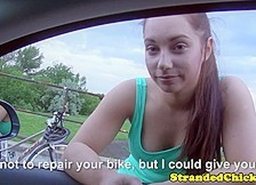 Stranded Euro Amateur Fingered Outside On Car