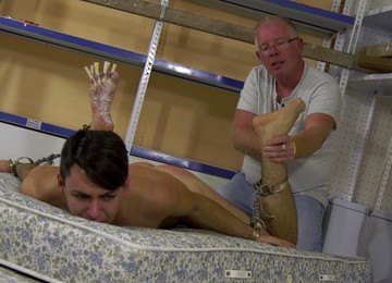 Guy Gets Tied Up And Enjoys Getting His Dick Stroked By A Perv