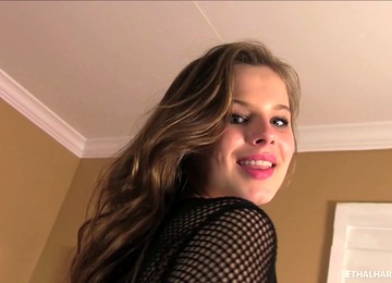 Mini-skirt Clad Teen Whore With A Shaved Pussy Enjoying A Hardcore Doggy Style Fuck