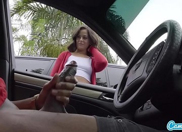 Mature Brunette MILF Seduced By A Stranger Into Giving A Handjob