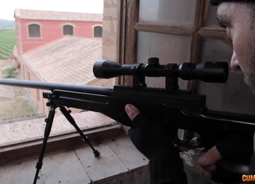 Sniper - Busty Brunette Anissa Kate In Military Fetish Hardcore