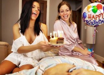 Lucky Stallion Receives Two Horny Teen Pussies For His Birthday