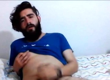 Gay Bearded Young Cub Plays With His Cock And Nipple