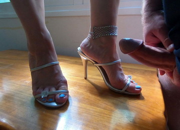 Cumshot All Over Wife High Heels Mules Sandals