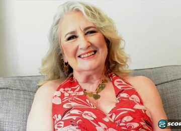 Fat, Blonde Mature, Blair Angels Got Fucked On Her Sofa, While Playing With Her Tits