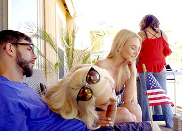 Blonde Teens Share Cock In More Than Enough Home Threesome