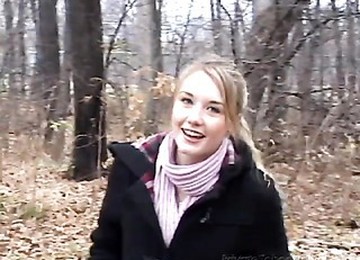 Skinny Small Tits Teen Flashes In The Woods