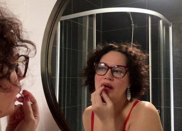 Slut Eats Cum From Her Torn Nylon Pantyhose!