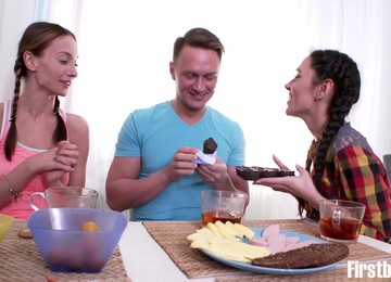 Hazel Dew With Carry Cherry Sharing Cock