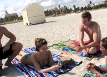 Maiden In Bikini Yelling While Being Drilled At The Beach