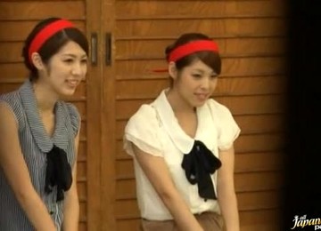 Two Naughty Japanese Babes Caught Takeing Cock From All Angles In Orgy