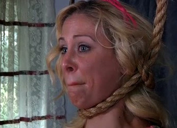 Kinky Guy Fucks Tied Up Blonde In Colorful Dress