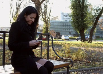 Sexy Brunette Likes Not Only Walking In The Park But Riding Cock As Well