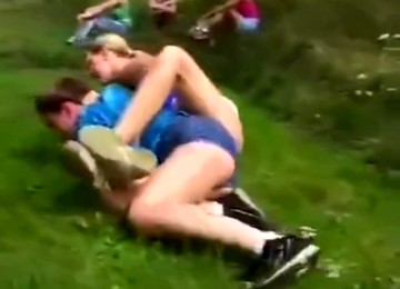 Grass Catfight Outdoors